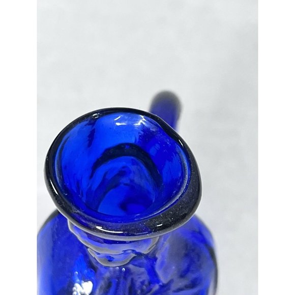 Cobalt Blue Mary Bottle Holy Water Blown Glass 5 3/4 inches - Picture 10 of 11